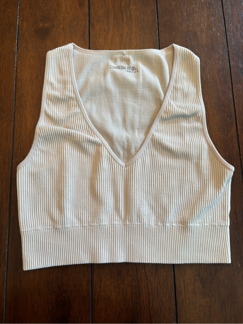 Garage Ribbed V-Neck Crop Tank Top - Cream